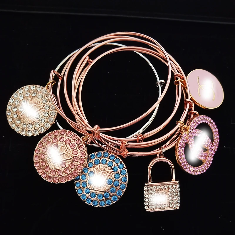 

Personalized gold bangle 925 sterling silver ankle bracelet women with charms
