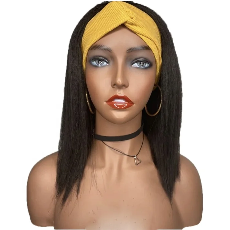 

Headband Wig Light Yaki Straight Vrigin Hair Headband Women Human Hair Wigs Headband Wigs Human Hair, Natural color