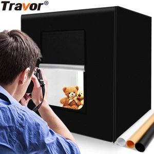 Travor Light Box 40cm 16inch Dimmable Photography Led Light 24W 13000LM CRI95 Luces Led Lightbox with 3 Color Background Paper