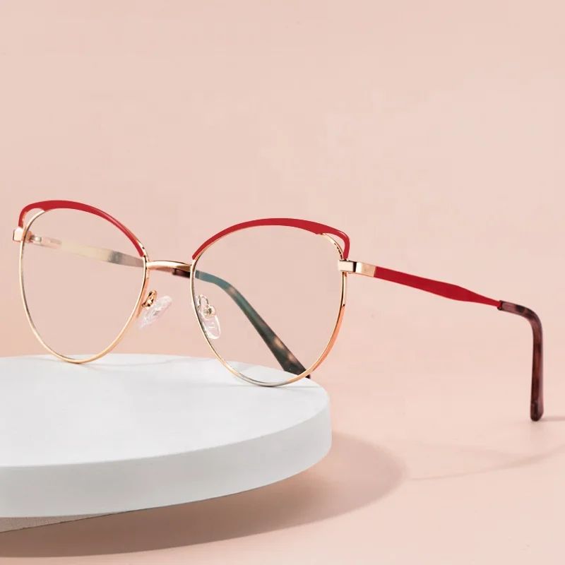 

Eyewear 506 High Quality Women's Cat Eye Blue Light Blocking Optical Glasses Wholesale Metal Frames Prescription Eyeglasses