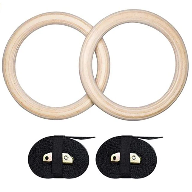 

Fitness Wood or ABS Gym Rings with Adjustable Numbered Straps
