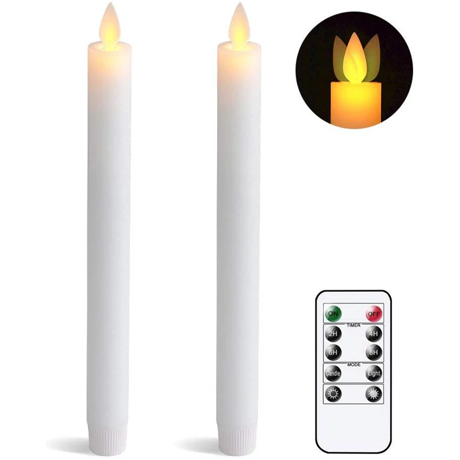 New coming pillar simple design white moving flame led candle for dinner