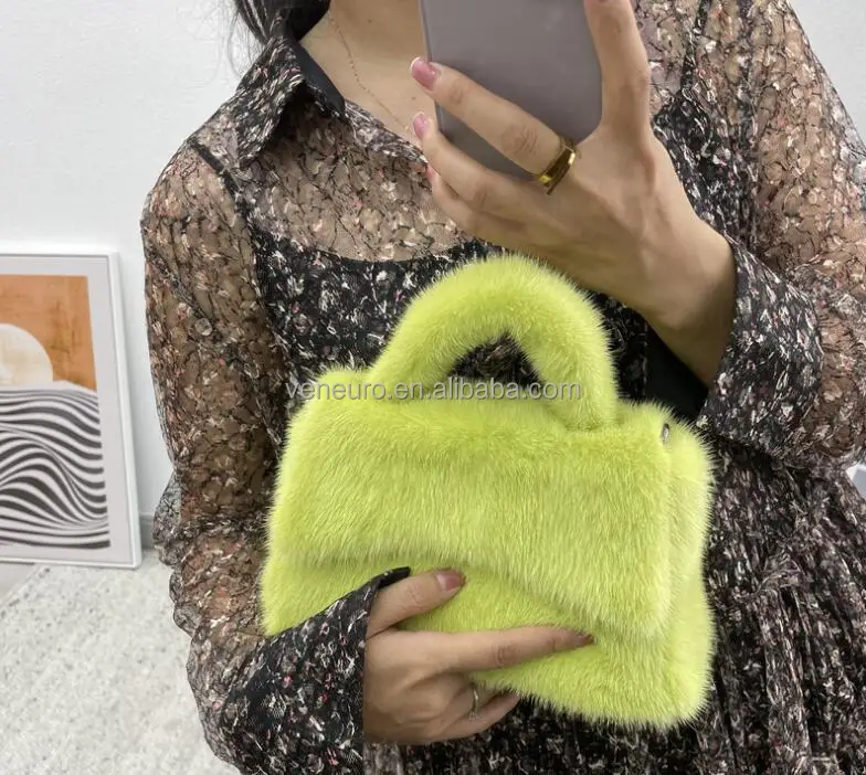 

Fashion women real mink fur purse women luxury fur bags, Solid colors