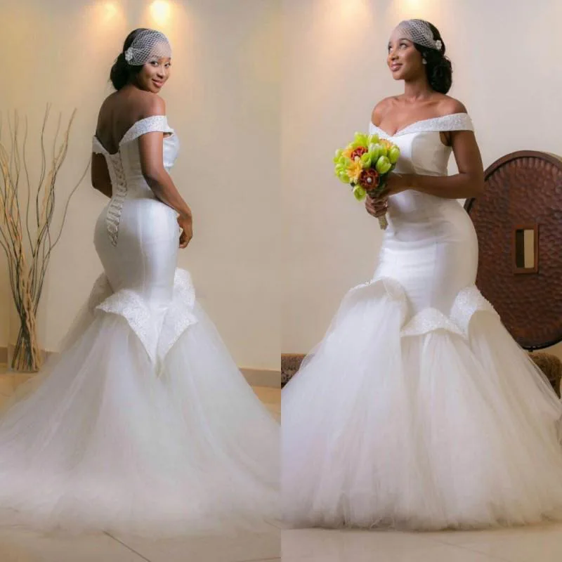 

S184 2021 New fashion high quality customize mermaid party girl dresses wedding dress fabric luxury, White