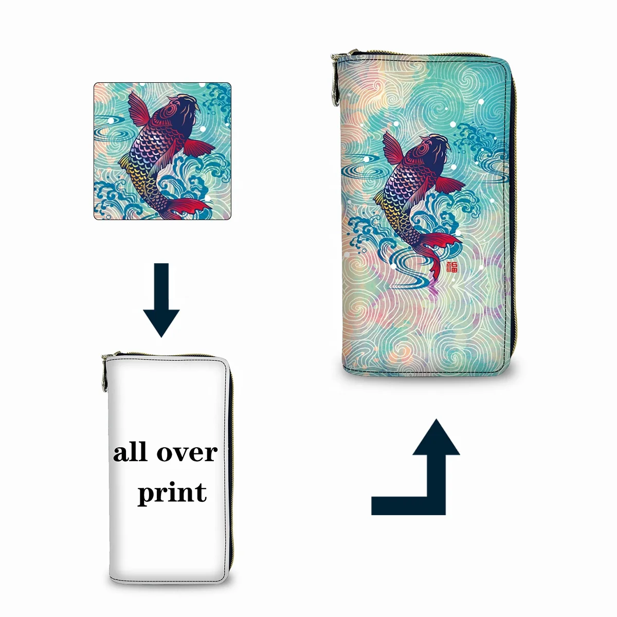 Designer Wholesale Sublimation Blank Wallet Popular Purses and Handbags Metal Zipper Small Wallet Men Leather