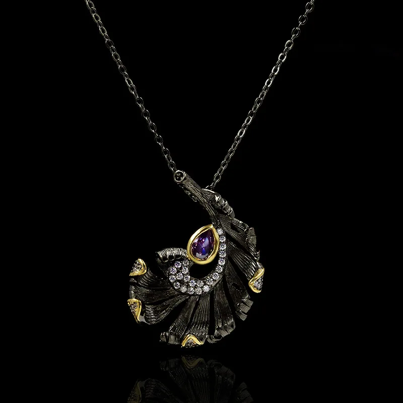 

Fashion Jewelry KYNL0261 Antique Gold Plated Colorful beautiful Necklaces for Women, Black