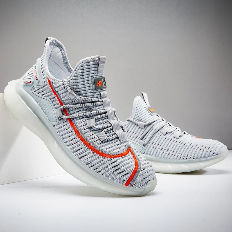 

Men's Casual Shoes New Design Woven Upper Breathable Trainers Footwear Light Weight Running Sport man tenis shoes