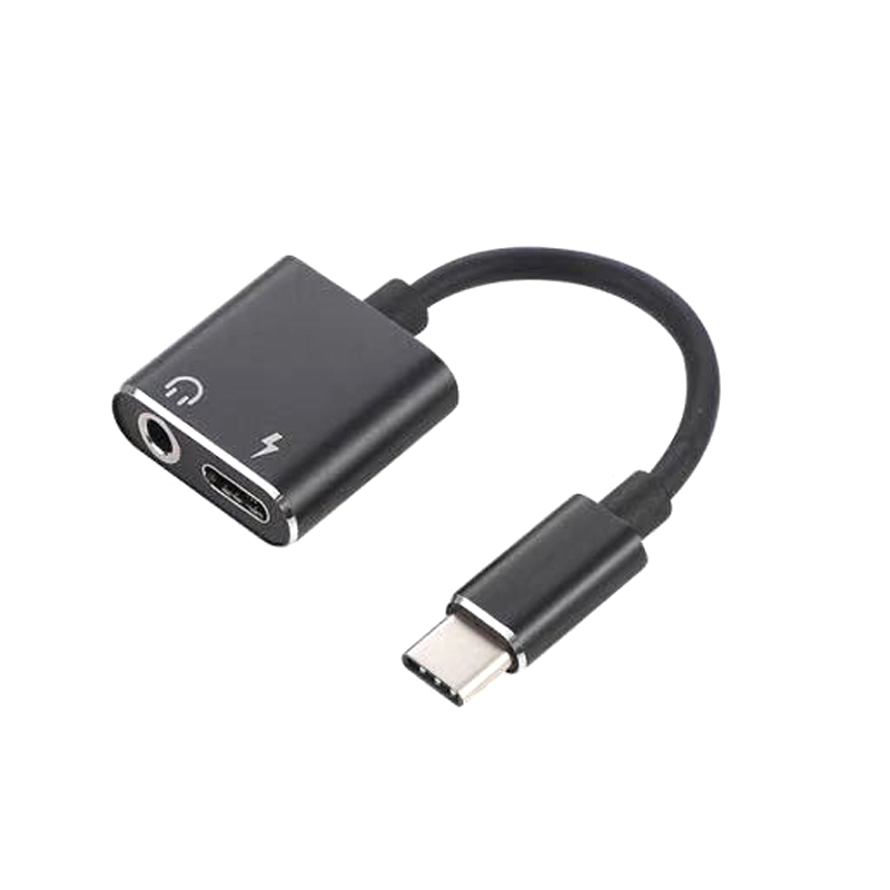 

High Quality Type C 2 in 1 charging adapter to 3.5mm Audio and charging jack headphone adapter Audio for Huawei, Black/silver/gold/rose gold
