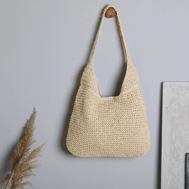 

Fashion Girls Stray Handbags Summer Beach 2021 Straw Rattan Large Purse Sets