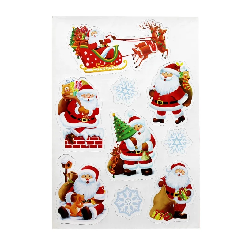 
Custom Reusable Christmas Themed Static Clings Decorative Decal Snowman Vinyl Stickers for Window Glass Decoration 