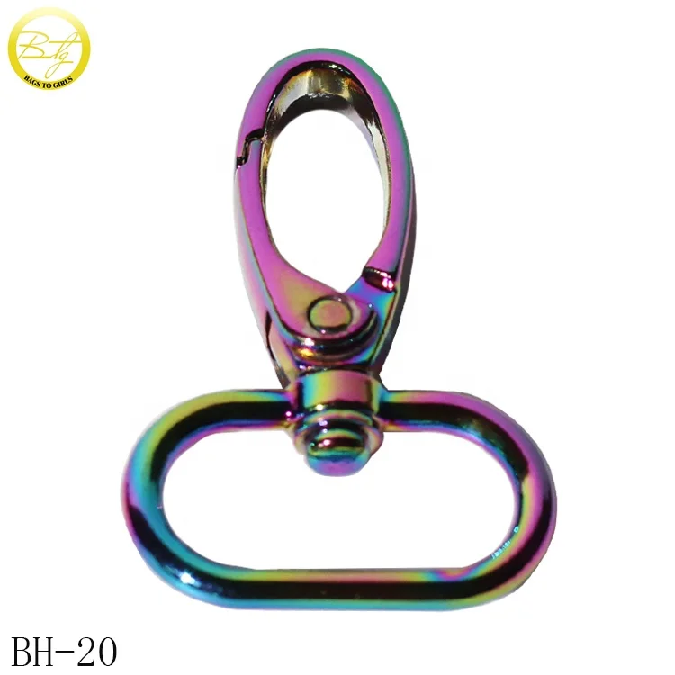 

Stock Rainbow Plated Bag Clasps Lobster Swivel Snap Trigger Clips Metal Snap Hook