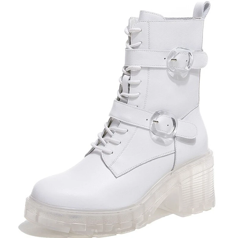 

2021 Boots Female women shoes Ankle 2021 New Autumn British Wind Genuine Leather Thick With Short Boots Motorcycle Boots