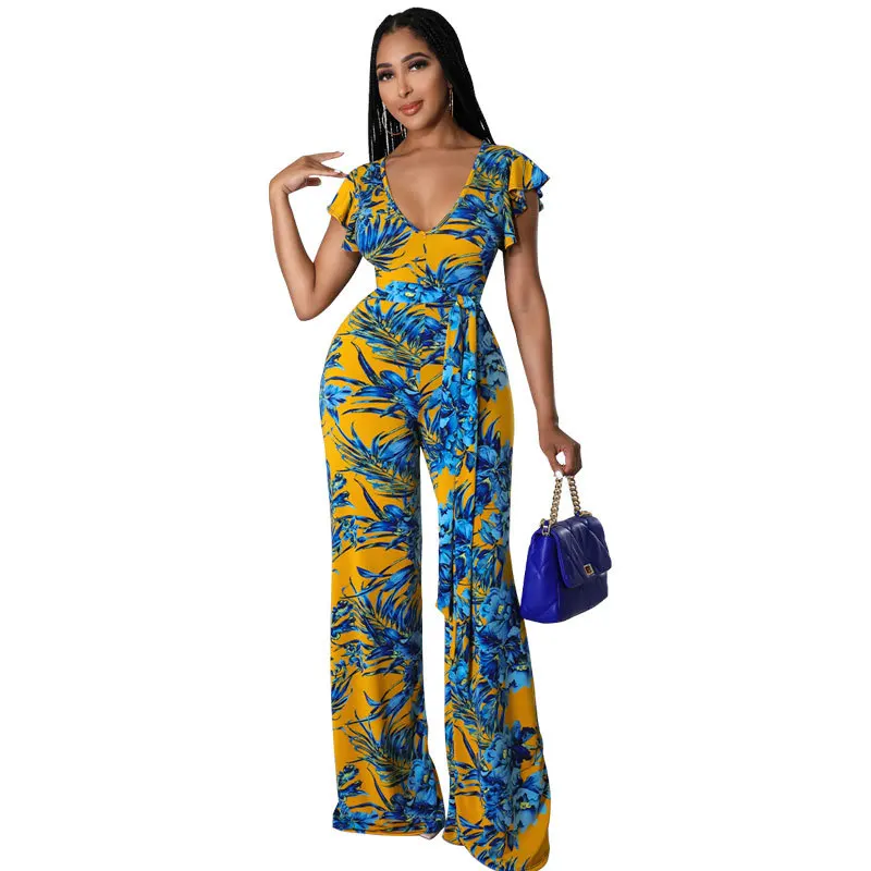 

Elegant casual fashion african printed pattern bodycon one piece jumpsuit for women