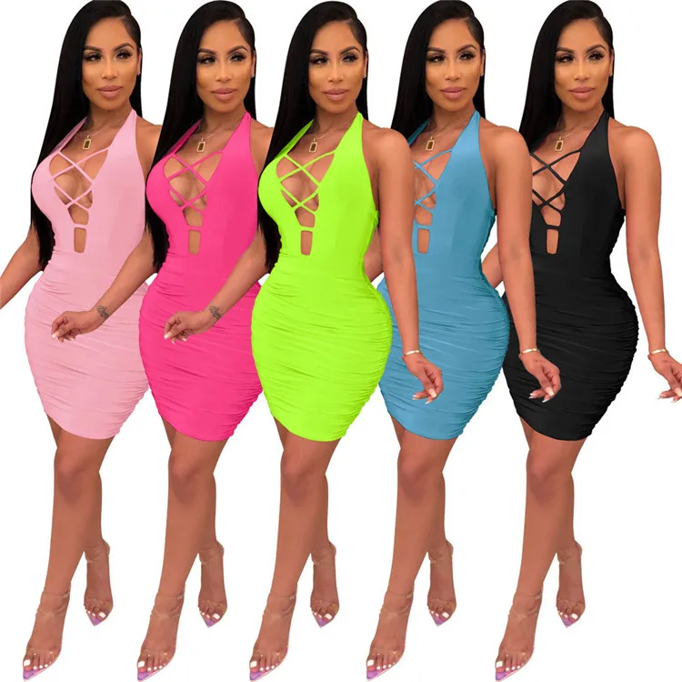 

Wholesale New fashionable cheap women stitching bodycon dresses 2021 women casual long sleeve hollow out sexy dress