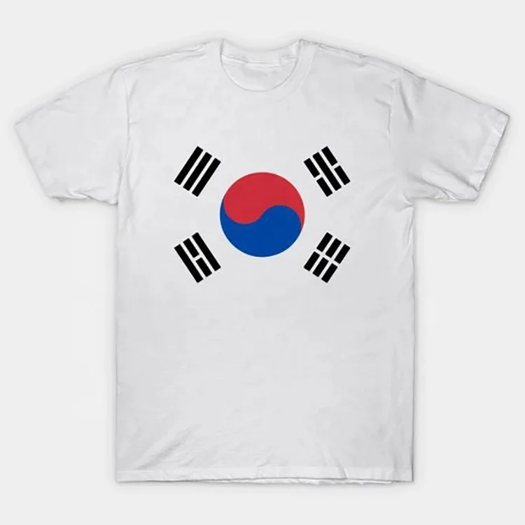 

High Quality Wholesale Cheap Men Cotton Spandex crewneck tshirts adult tshirt South Korea Flag tshirt
