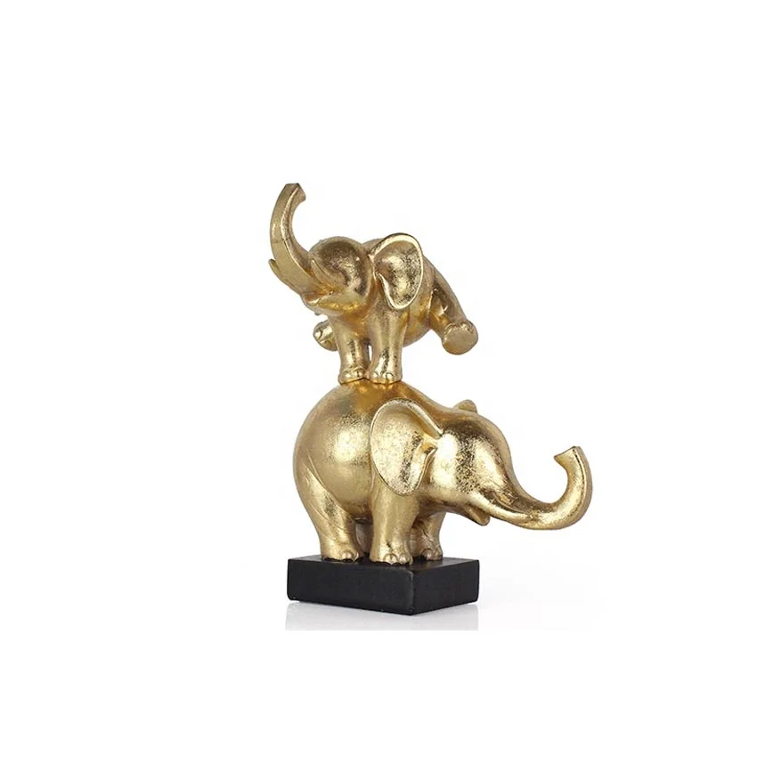 Resin goldleaf  elephant ornaments abstract desk decor for living room decor supplier