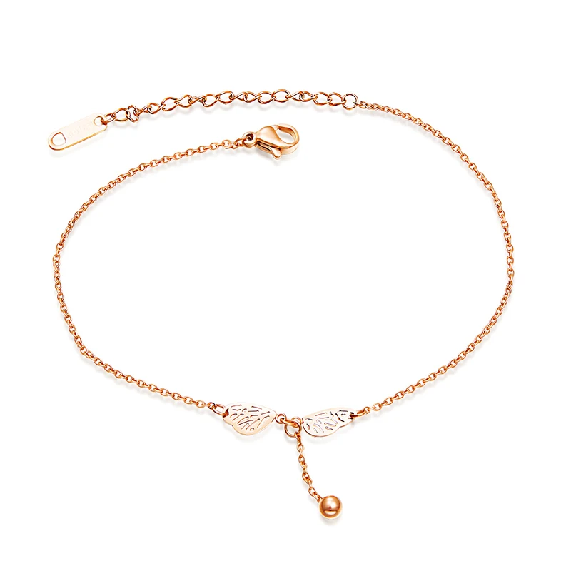 

Simple titanium steel foot jewelry Korean woman rose gold stainless steel anklet (SK1024), As picture