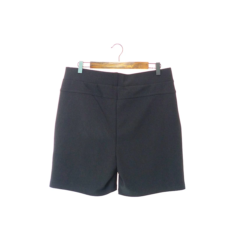 
High quality black polyester zipper pocket shorts pants wholesale custom cheap women shorts 