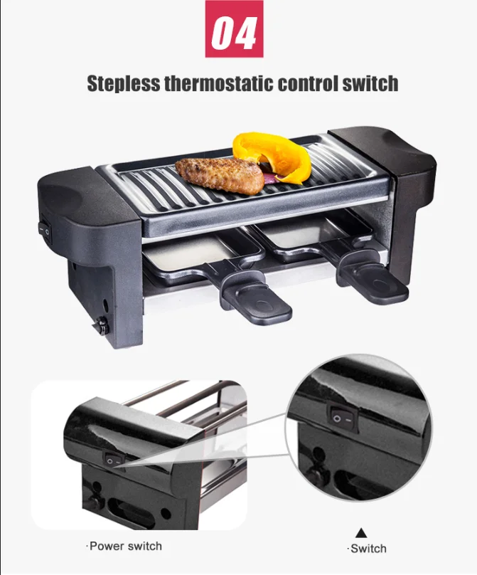 350w Commercial 2 Person Stainless Steel Electric Malaysia Raclette Yakitori Grill Smokeless