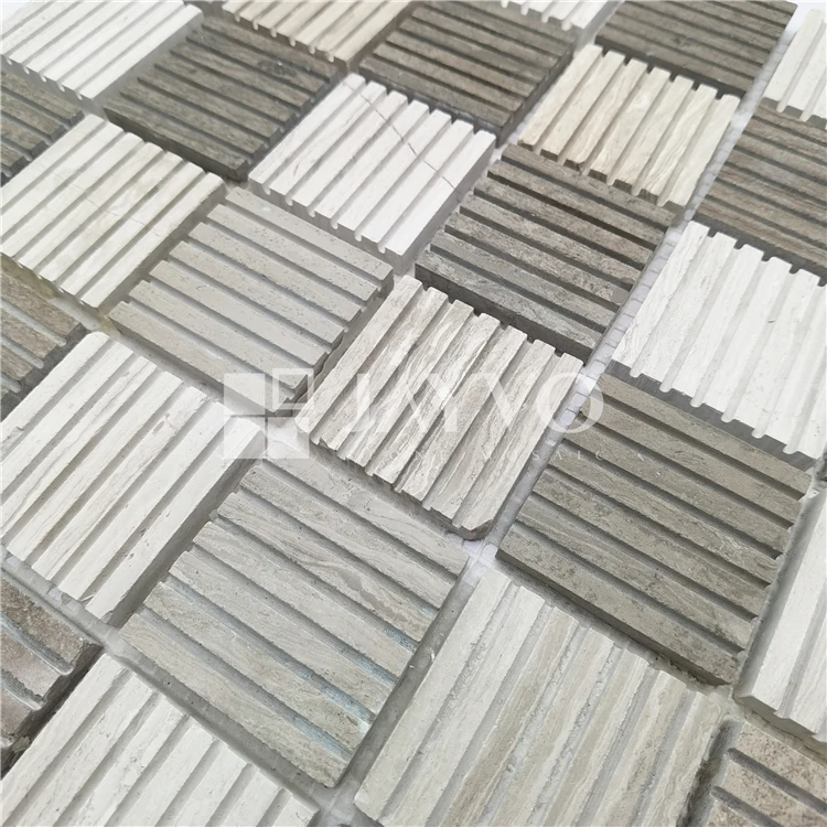 2020 New Design Wooden Grain Marble Mosaic tile Square 30x30 Interior 3d Wall Tile Kitchen Backsplash Tile