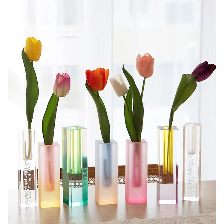 

Wholesale Living Room Colorful Wedding Plastic Tall Flower Vase Cylinder Iridescent Acrylic Vase