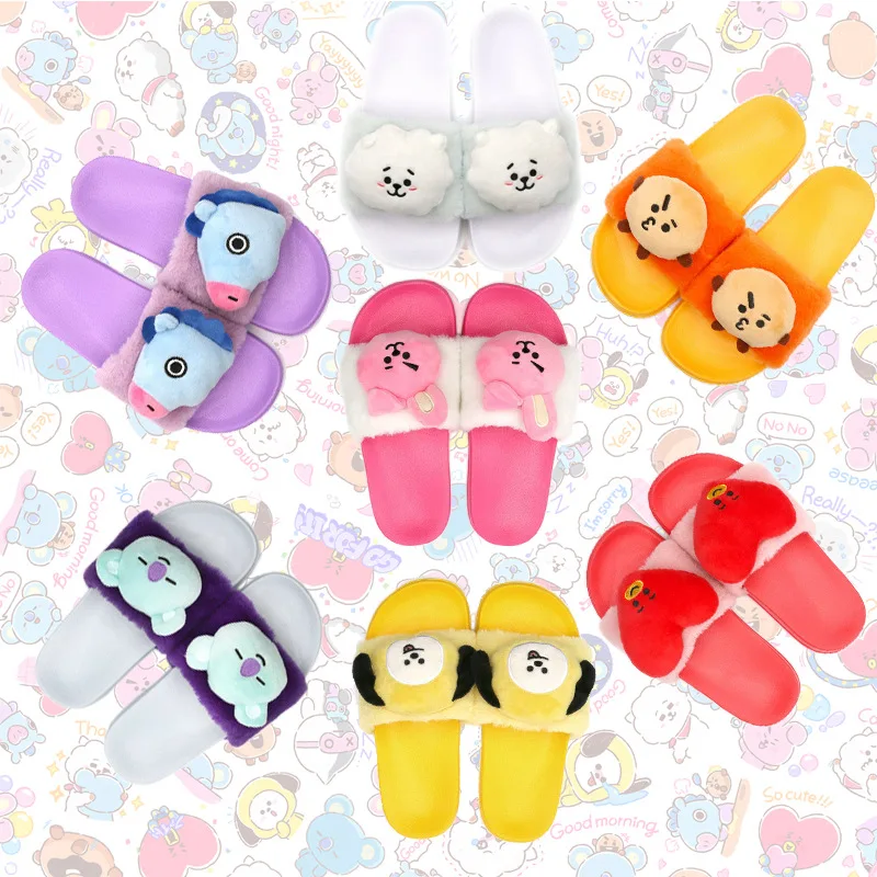 

Bangtan Boys Wholesale Kpop Bangtan Boys BT21 Cartoon Cute Doll Cotton Slippers Plush Slippers