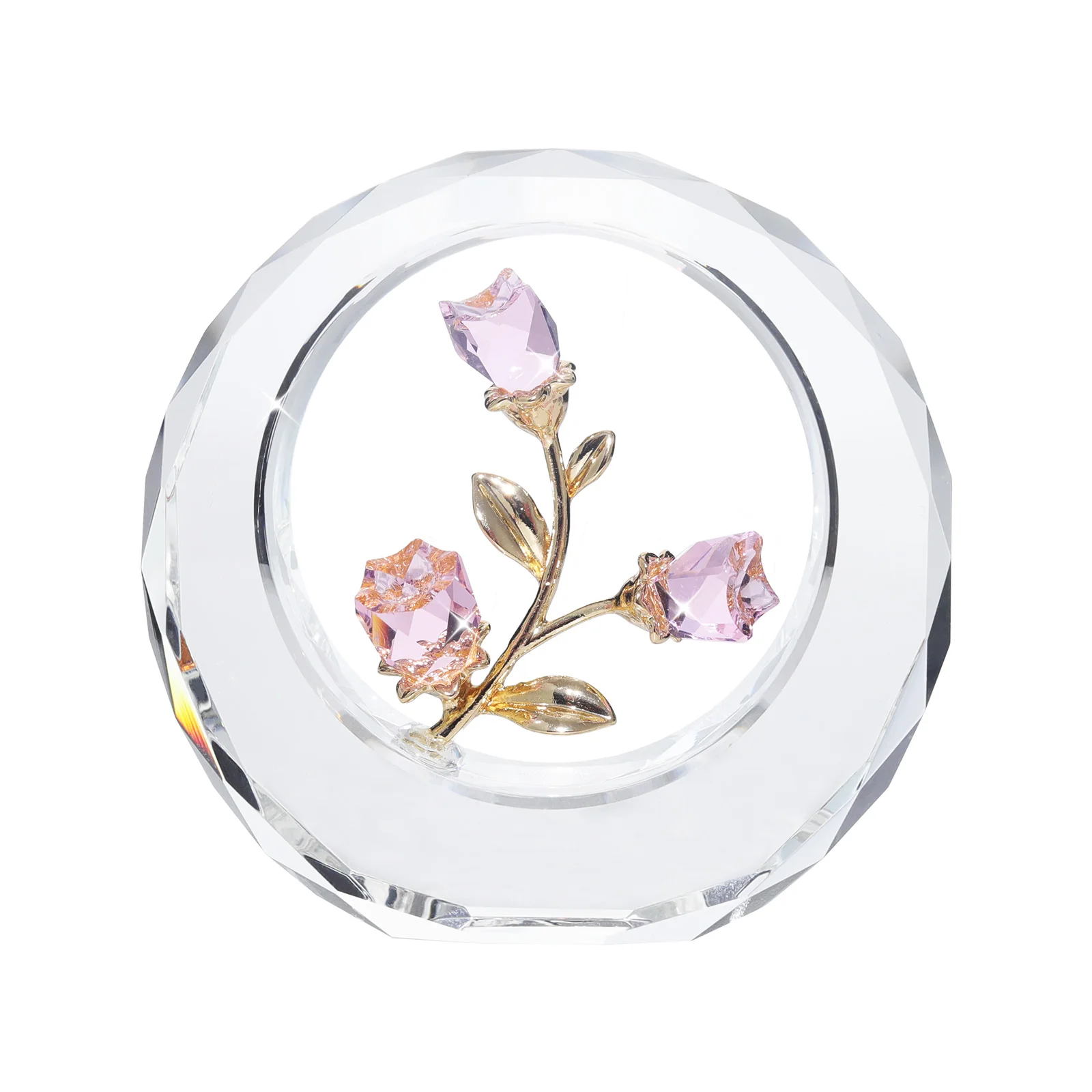 

Lovely Pink Crystal Rose Folk Crafts Wedding Crystal Crafts Valentine's Day Souvenir