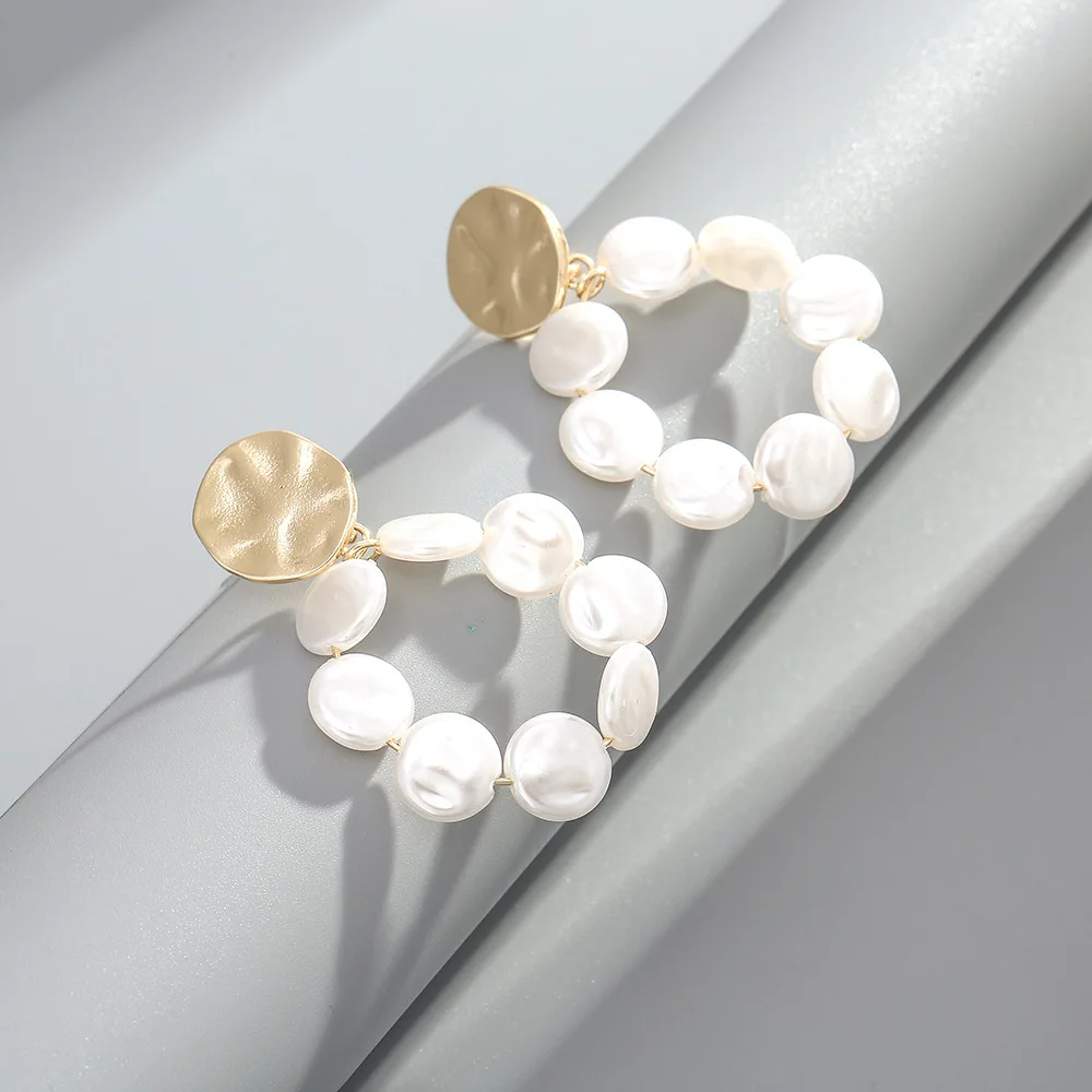 

New Arrival Statement Gold Plated Baroque Pearl Earring S925 Post Hollow Round Pearl Earring For Girls