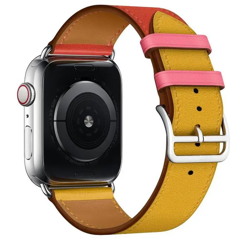 

leather watch band For Apple 38/42mm 40/44 38mm 42mm 40mm 44mm Leather Watch Band with Adapter, Optional