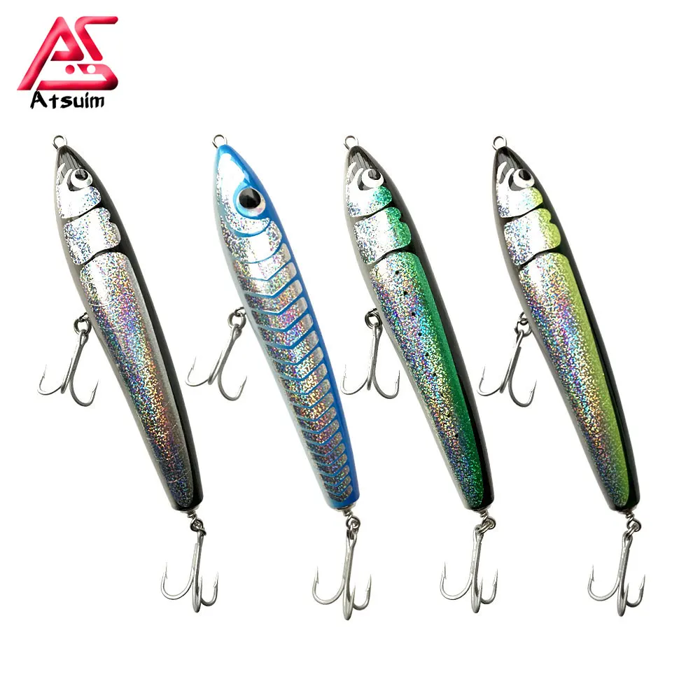 

AS Pencil GT Stickbaits Hard Bait Treble Hooks 65g100g120g140g Topwater Wood Trolling Floationg Fishing Lure For Tuna Bass