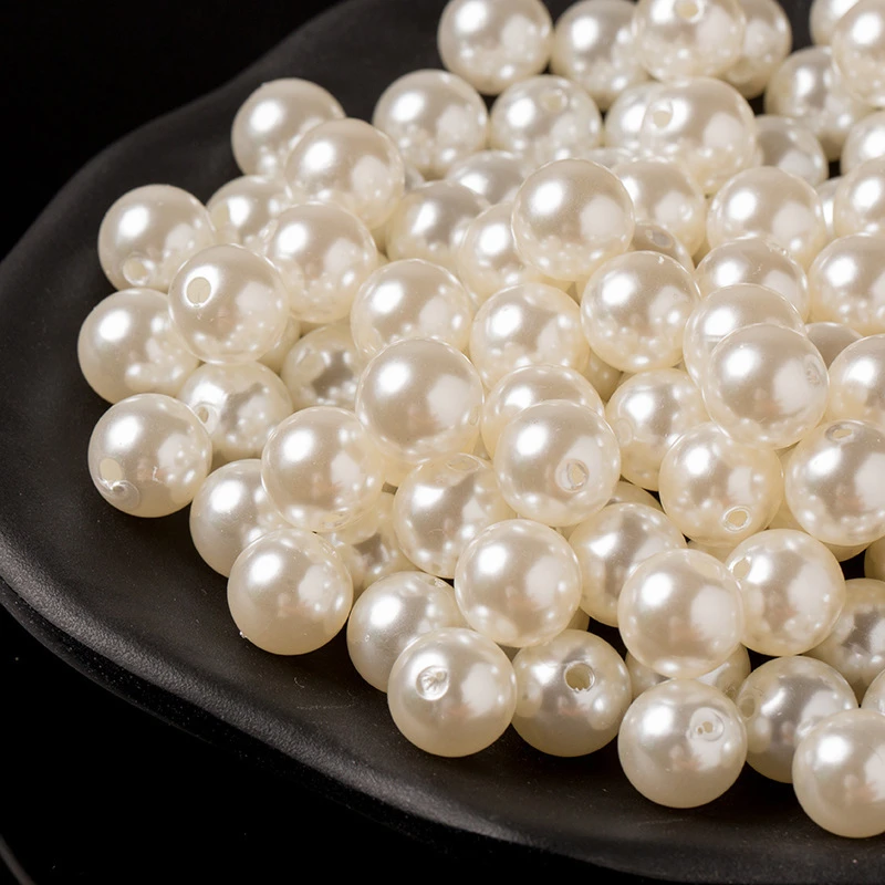 

Wholesale Bulk Jewelry Accessories Craft DIY Fake Artificial Faux Imitation Loose ABS Plastic Pearl Necklace Decorative Beads, White/ivory