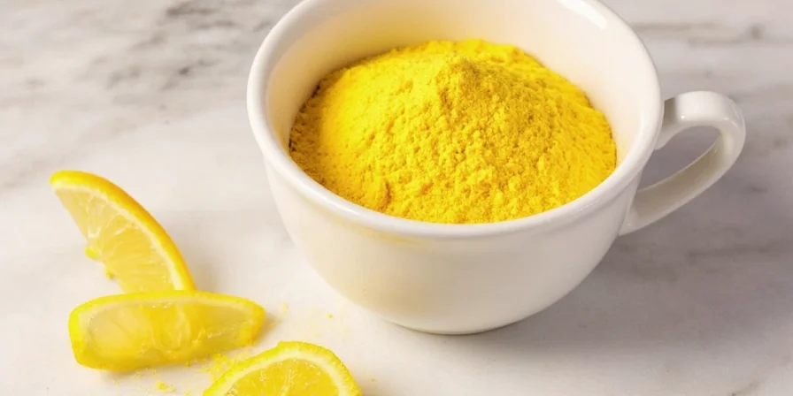 Jar of lemon peel powder on counter