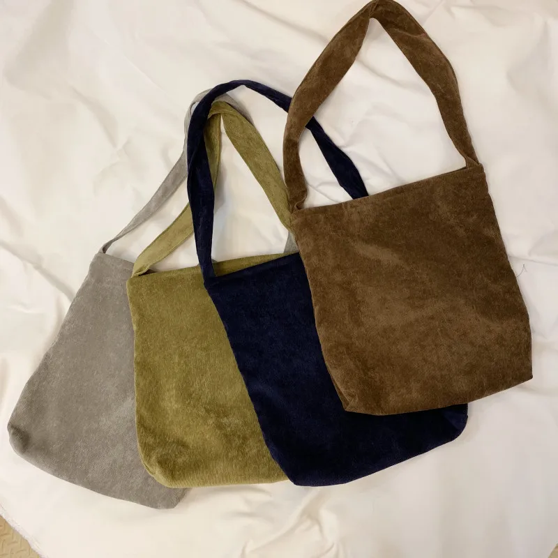 

Wholesale Vintage Private Label Corduroy Tote Bag Women New Design Shoulder Beach Bag