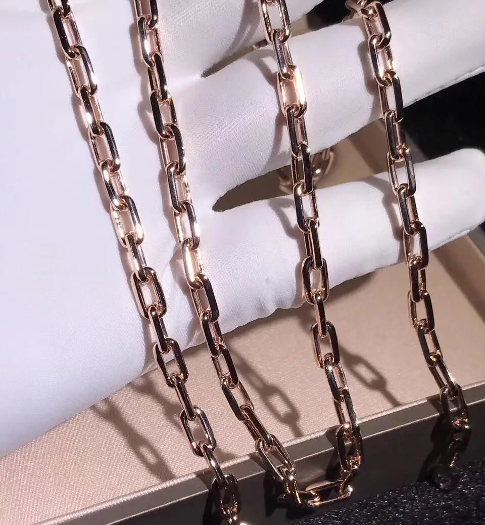 Custom France Real 18k Golden Link Chain Necklace for Men and Women.jpg