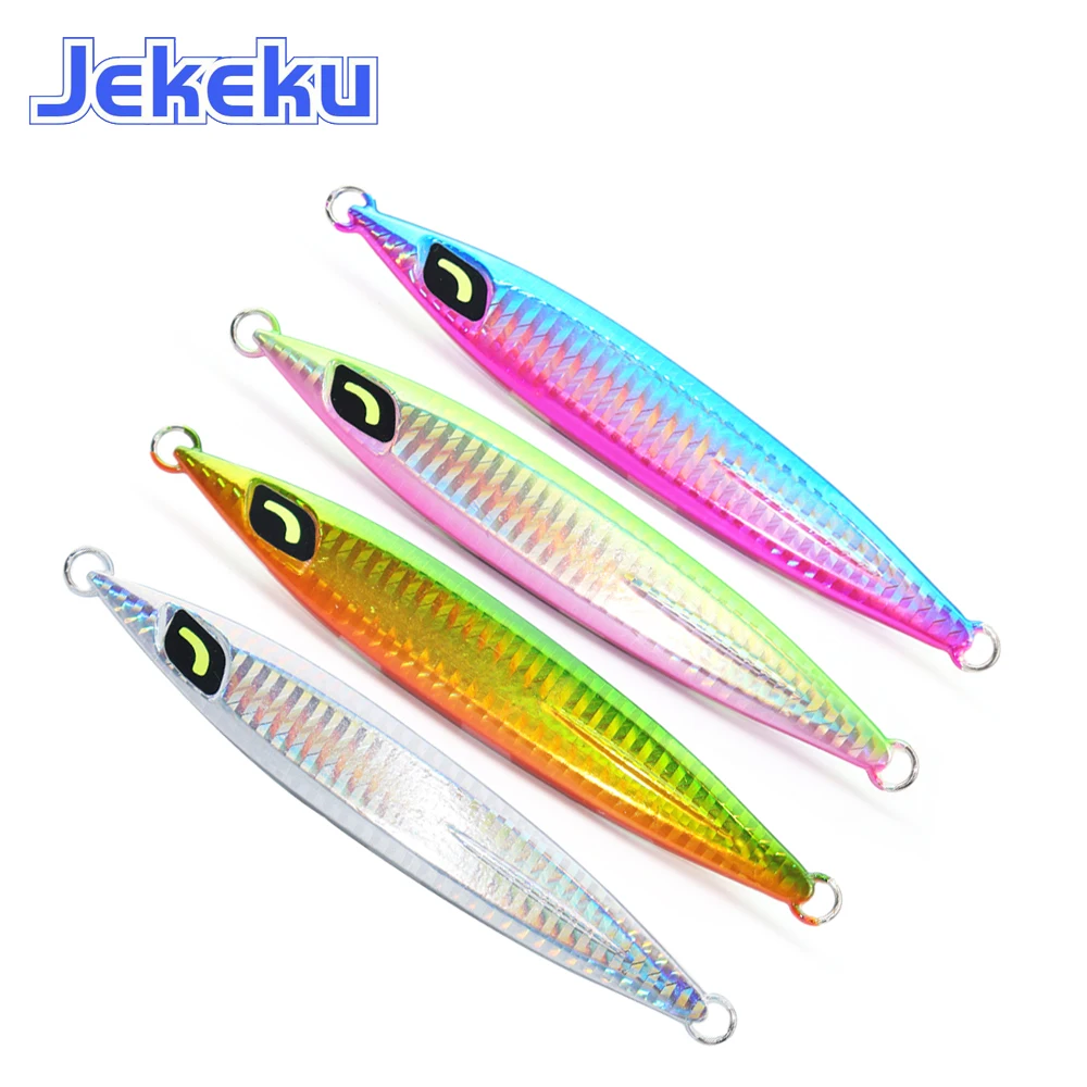 

2021 NEW Slow Sinking Fall Fishing Lure Glow Hard Metal LeadJig Bait 130g 150g 180g Jigging Luminous Artificial Saltwater Bait T, 4colors