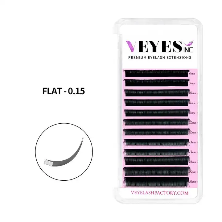

VEYES Wholesale Ellipse Flat Lashes 0.15 0.20 Black Double Tips Super Soft Lashes Split Tips Individual Eyelash Extensions