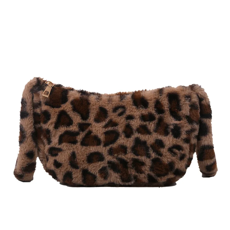 

2020 New Winter Bag for Women Soft Wool Lady Bag Korean Fashion Leopard Print Fur Bag Handbag, Pink/brown/can be customized