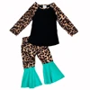 factory oem new season popular style baby clothes girl fall outfit leopard sleeve baby girl boutique outfits with ruffle ankle