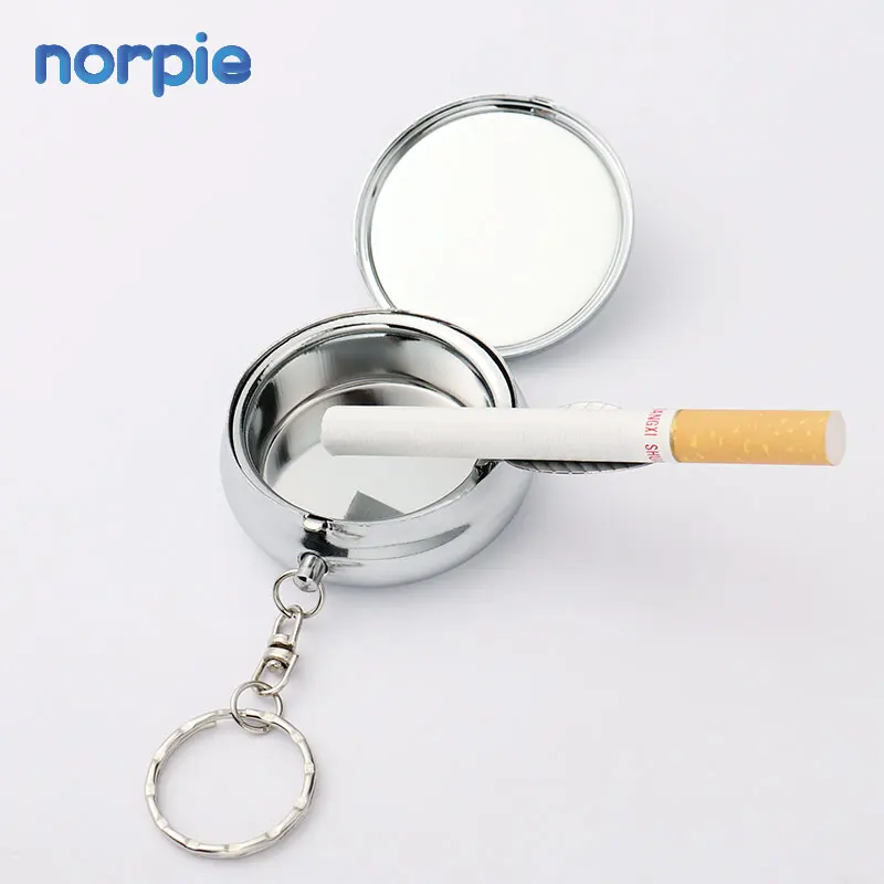 

Mini Outdoors Round Keychain Portable Ashtrays Sublimation Blanks Portable Ashtray keychain, Sliver