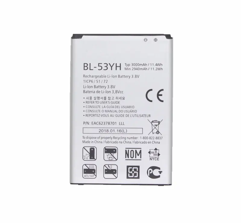 

2021year BL-51YF mobile phone battery for LG G4 BL-51YF H815 H818 H810 VS999 F500 capacity 3000mAh replaceable battery 0 cycle, Black color