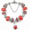 New Arrival Retro Jewelry Red Shambala Bead Charm Bracelet Silver Plated Crystal Fluorescence Beaded Bracelet For Women