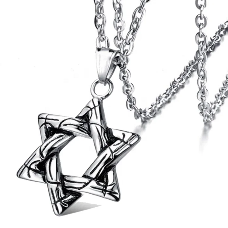 

Star of David Pendant Necklace Women Men's Chain Silver Israel Necklace