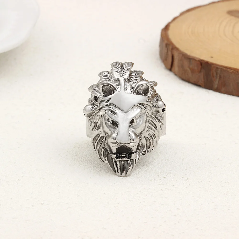 

Factory Spot Animal Lion Ring Personality Couple Ring Alloy Silver Ring