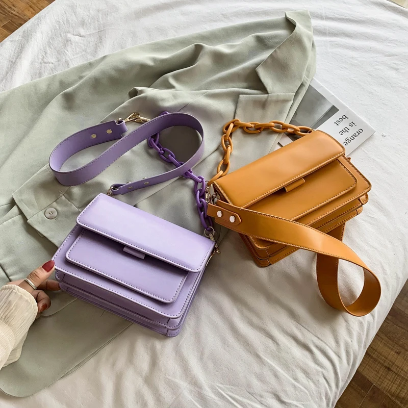 product-Chain Design New Mini PU Leather Flap Bags for Women 2020 Summer Girls Shoulder Handbag Fema-2