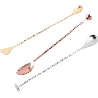 

Customized logo silver rose gold metal food grade stainless steel 304 bar spoon swizzle sticks cocktail stirrer for drinking