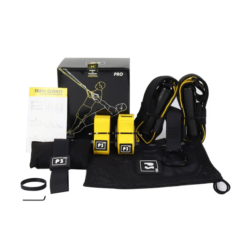 

Home Gym Equipment fitness Exercise adjustable Strength Hanging Training with Handles Suspension Trainer straps