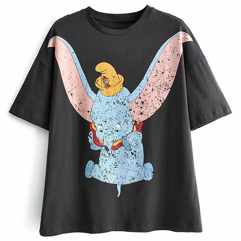 

Dumbo Elephant T Shirt Women Summer Casual Cartoon Tshirt Tee O-Neck Short Sleeve Girls Female Tops