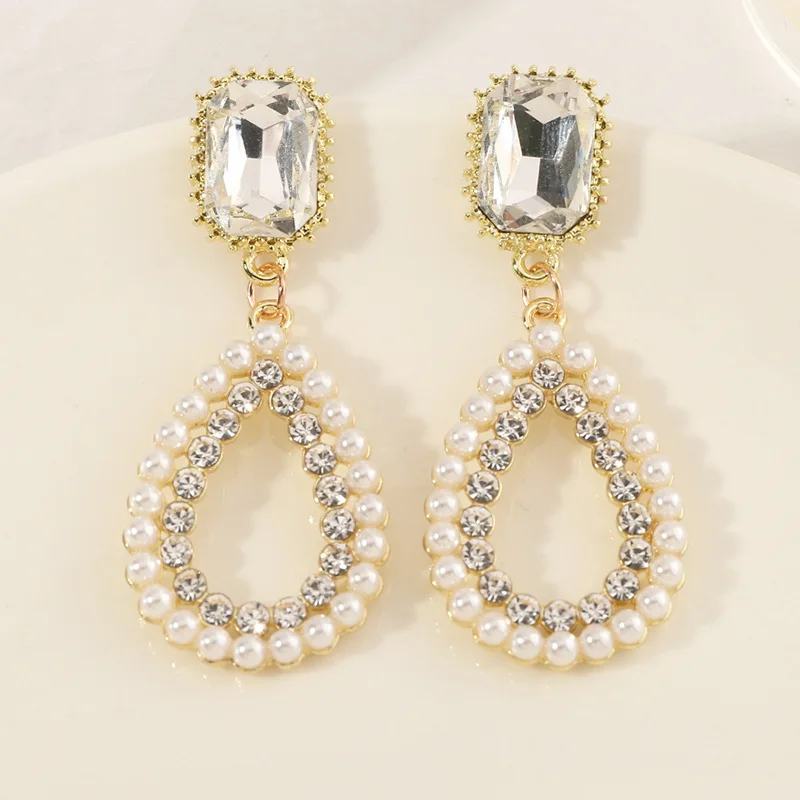 

Wholesale Fashion Geometric Pearl Earrings Baroque Pearls Earrings Diamond Drop Earrings For Women