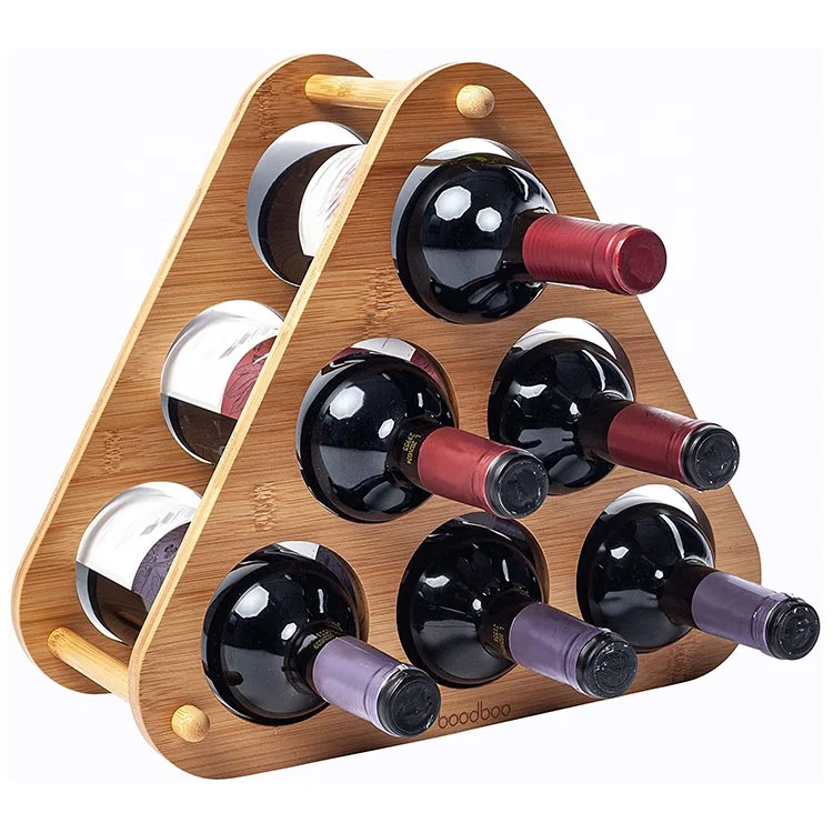
Unique Barware Bamboo Desktop Storage Organizer 6-Bottles Wine Rack 