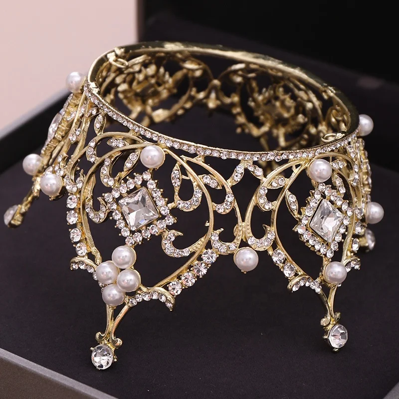 
Genya Jewelry bride hair accessories wedding jewelry crown tiara with pearl round crown wedding hair accessories for stage 